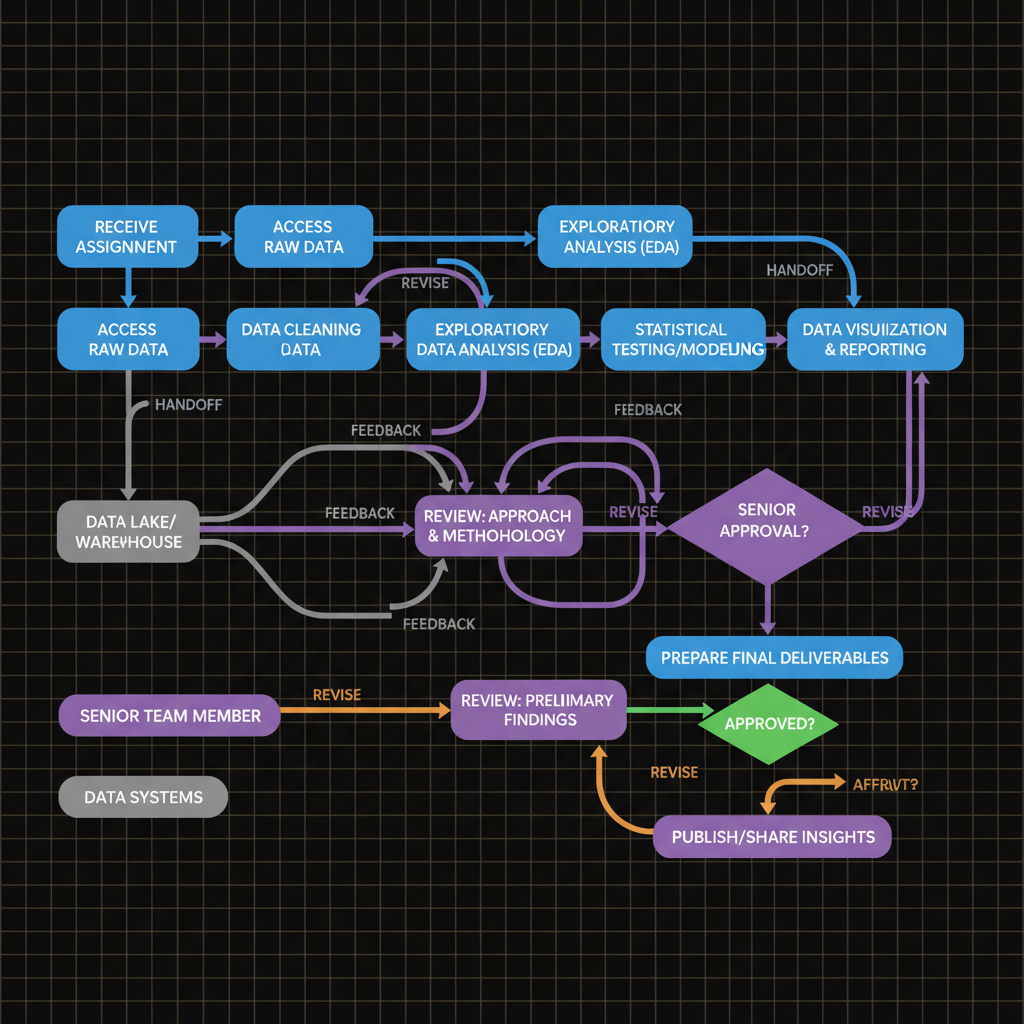 Concept architecture for Conduct data analysis under the supervision of a senior team member.