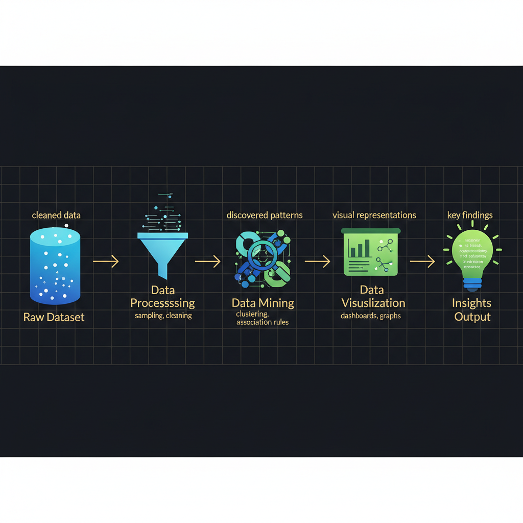 Concept architecture for Awareness of the process of extracting insights from large datasets using data mining, data visualization, and similar