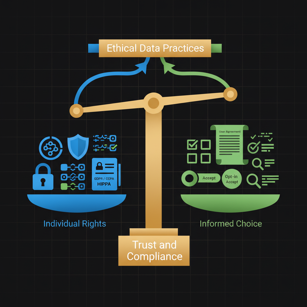 Concept architecture for Describe the balance between data privacy and the importance of data consent.