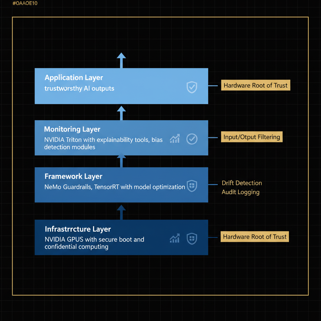 Concept architecture for Describe how to use NVIDIA and other technologies to improve AI trustworthiness.