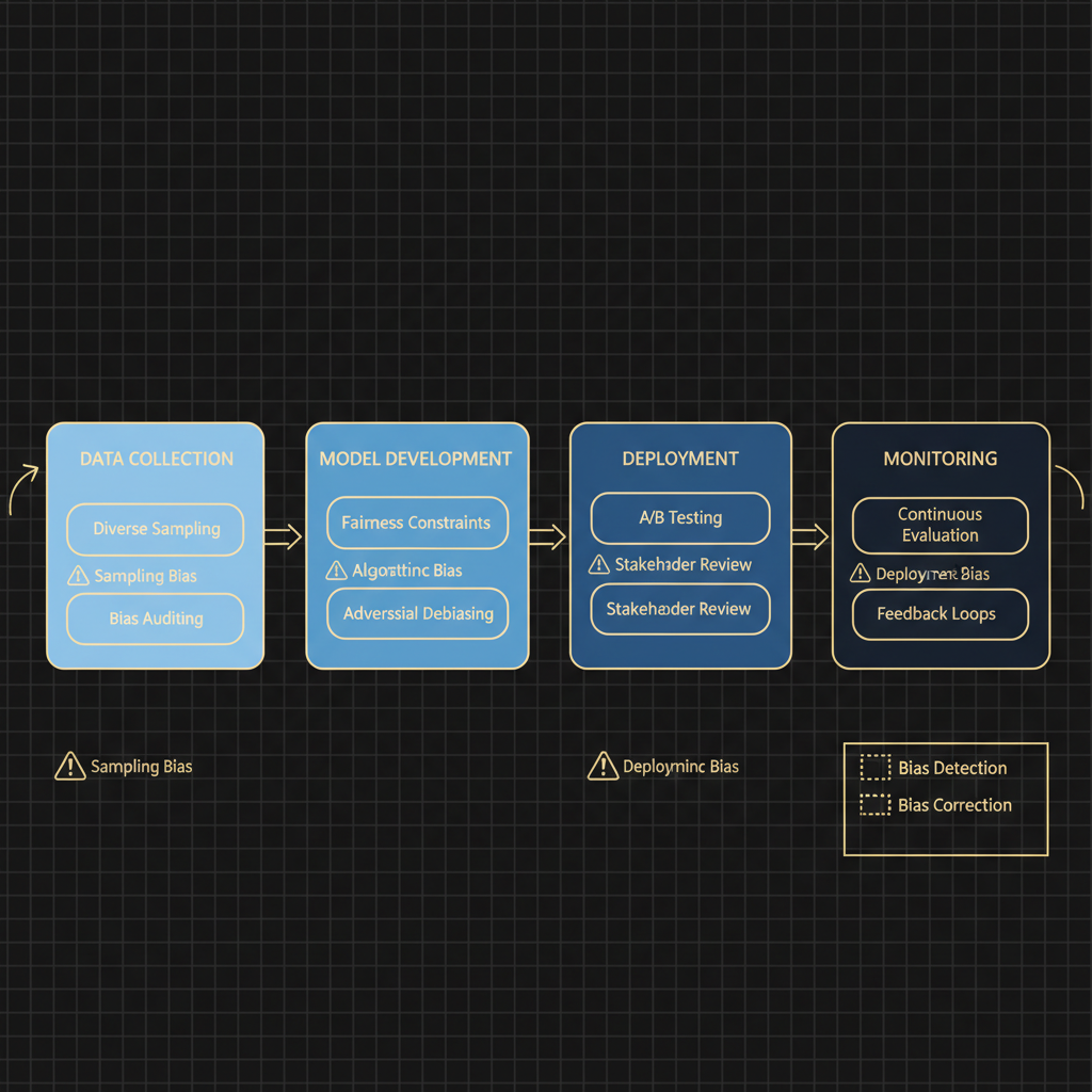 Concept architecture for Describe how to minimize bias in AI systems.